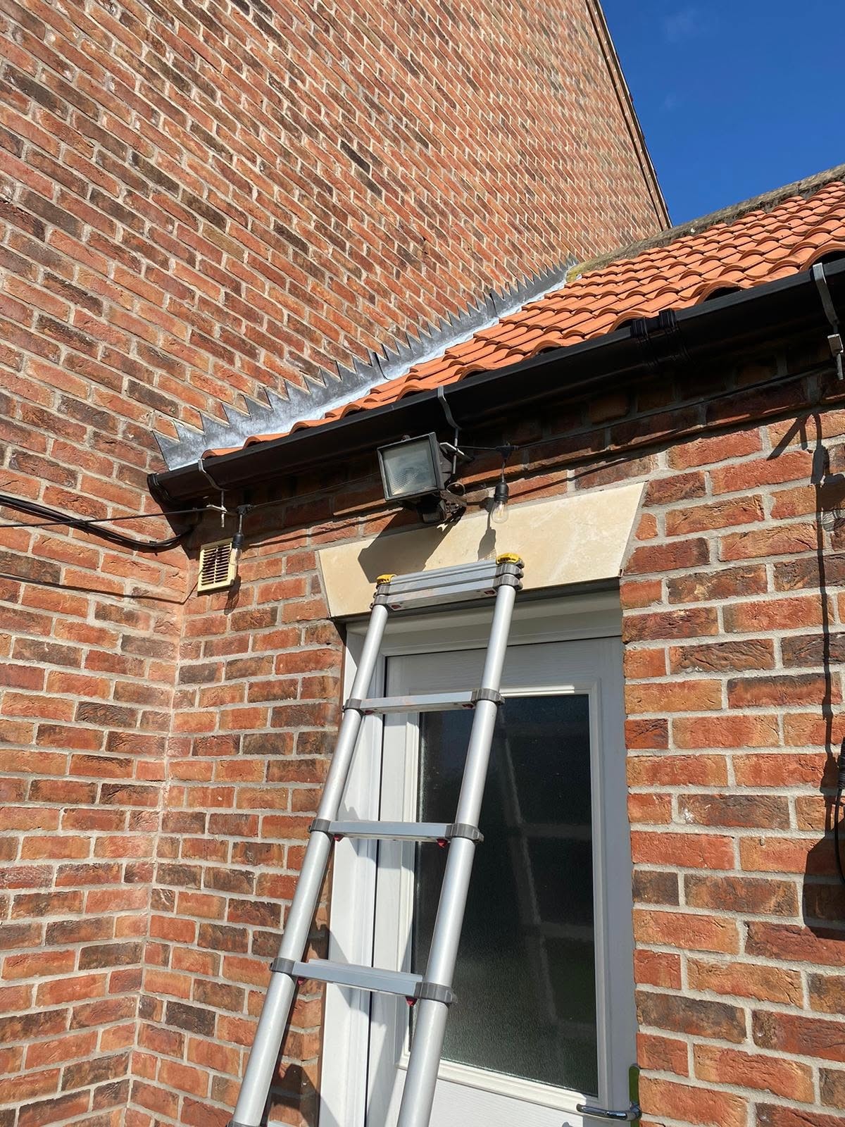 Security floodlight fitted above a door
